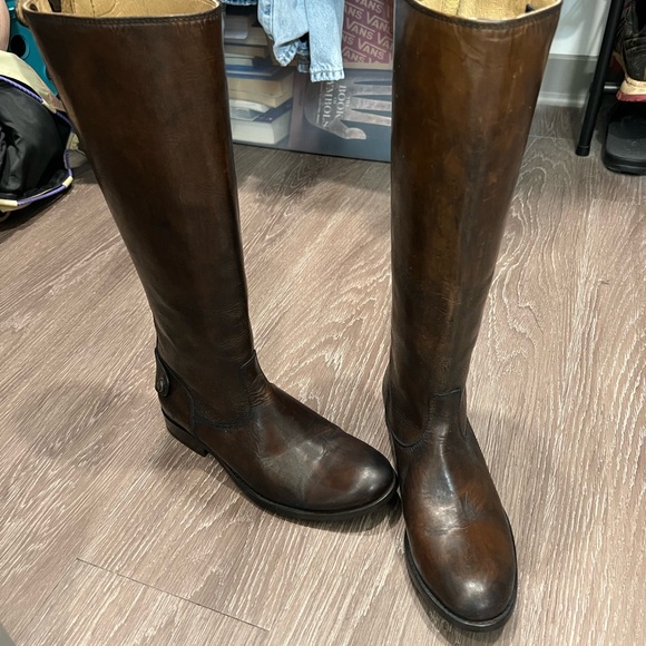 Frye Dark Brown Women's Leather Boots - Picture 1 of 14